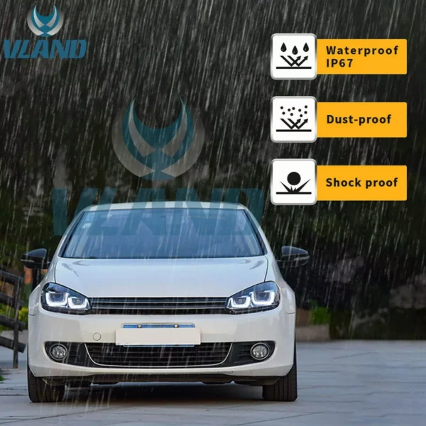 Headlights For 2010 - 2014 Volkswagen Golf MK6 - Image 2