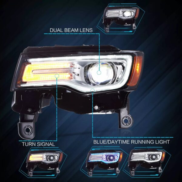 Head lights For Jeep Grand Cherokee 2014 - 2022 - Image 13