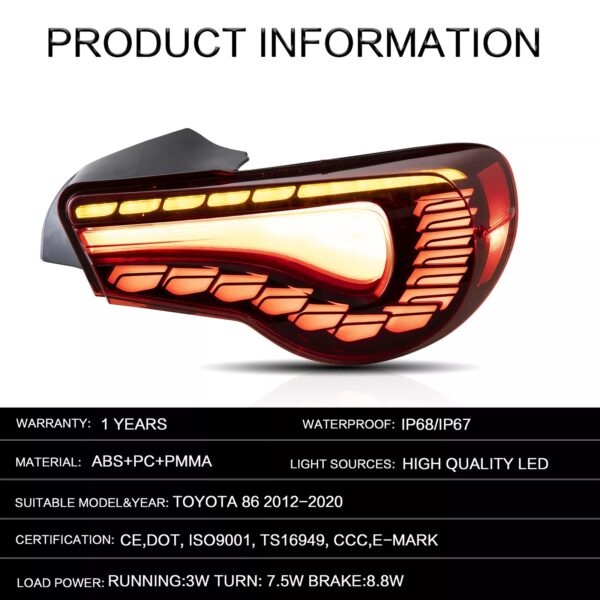 Dragon Scale Toyota 86 / Subaru BRZ tail lights 2012 - 2020 - Image 6