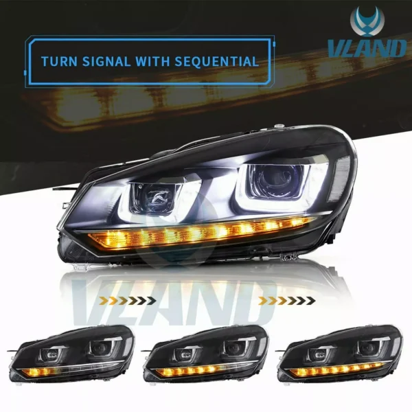 Headlights For 2010 - 2014 Volkswagen Golf MK6 - Image 3