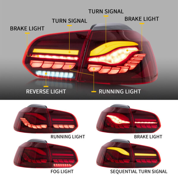 OLED Tail Lights For 2010 - 2014 Volkswagen Golf 6 MK6 VW - Image 4