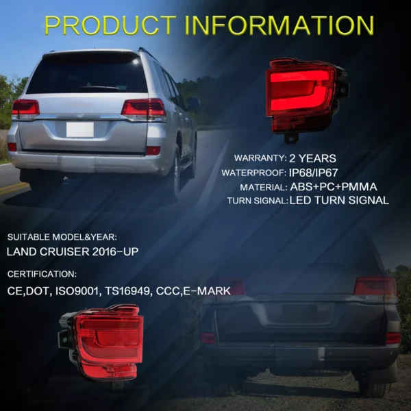 Rear Bumper Lights For Toyota Land Cruiser 2016 - 2021 - Image 10