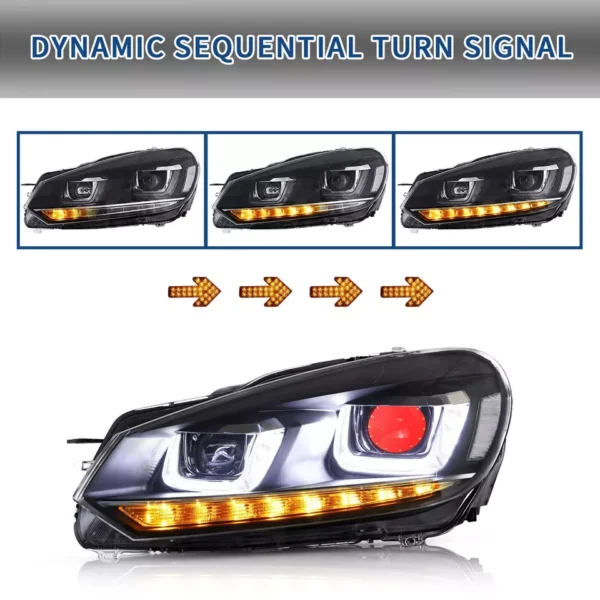 Headlights For 2010 - 2014 Volkswagen Golf MK6 - Image 8