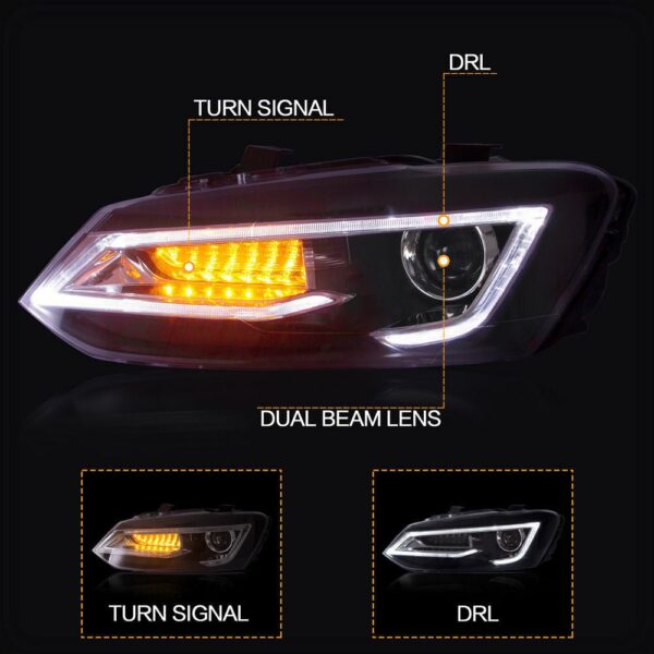 Headlights For 2011 - 2017 VW Volkswagen Polo - Image 6