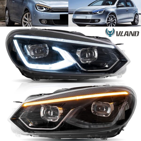 Headlights For 2008 - 2013 Volkswagen Golf 6 MK6 - Image 2