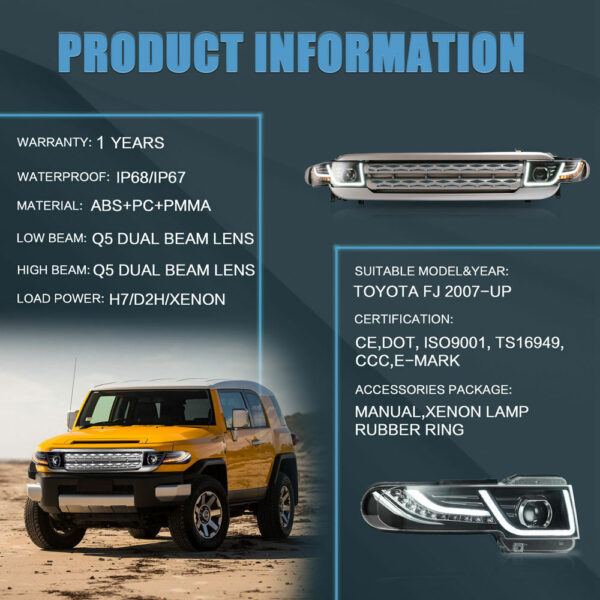 Headlights For 2007 - 2020 Toyota FJ Cruiser - Image 7