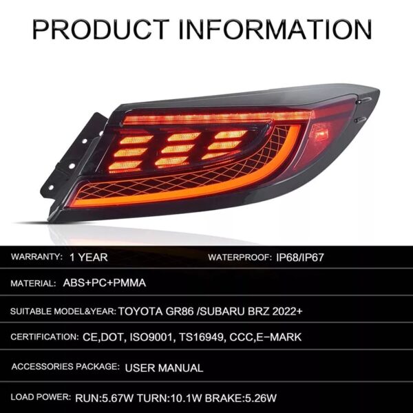 Tail lights For 2022-2024 Toyota GR86 Subaru BRZ - Image 10