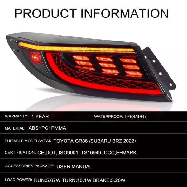 Tail lights For 2022-2024 Toyota GR86 Subaru BRZ - Image 6