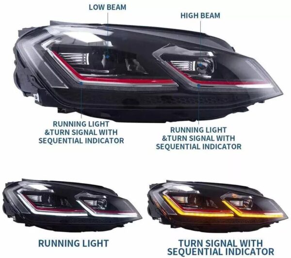 Headlights For 2018-2021 VW Golf 7.5 MK7.5 - Image 12