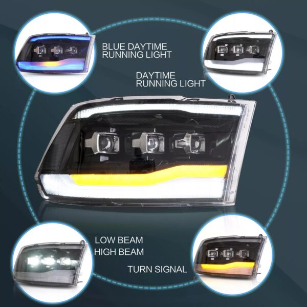 VLAND Clear Headlights Assembly For 2009-2021 Dodge RAM 1500 2500 3500 - Image 5