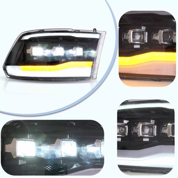 VLAND Clear Headlights Assembly For 2009-2021 Dodge RAM 1500 2500 3500 - Image 9