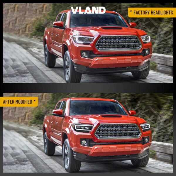 16-23 Toyota Tacoma 3th Gen (N300) Vland LED Matrix Projector HeadLights Black - Image 10