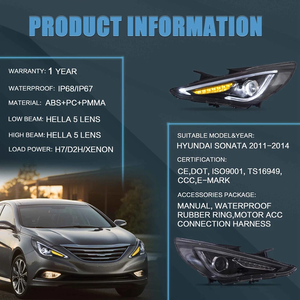 Hyundai Sonata Headlights For 2011-2014 - Image 4