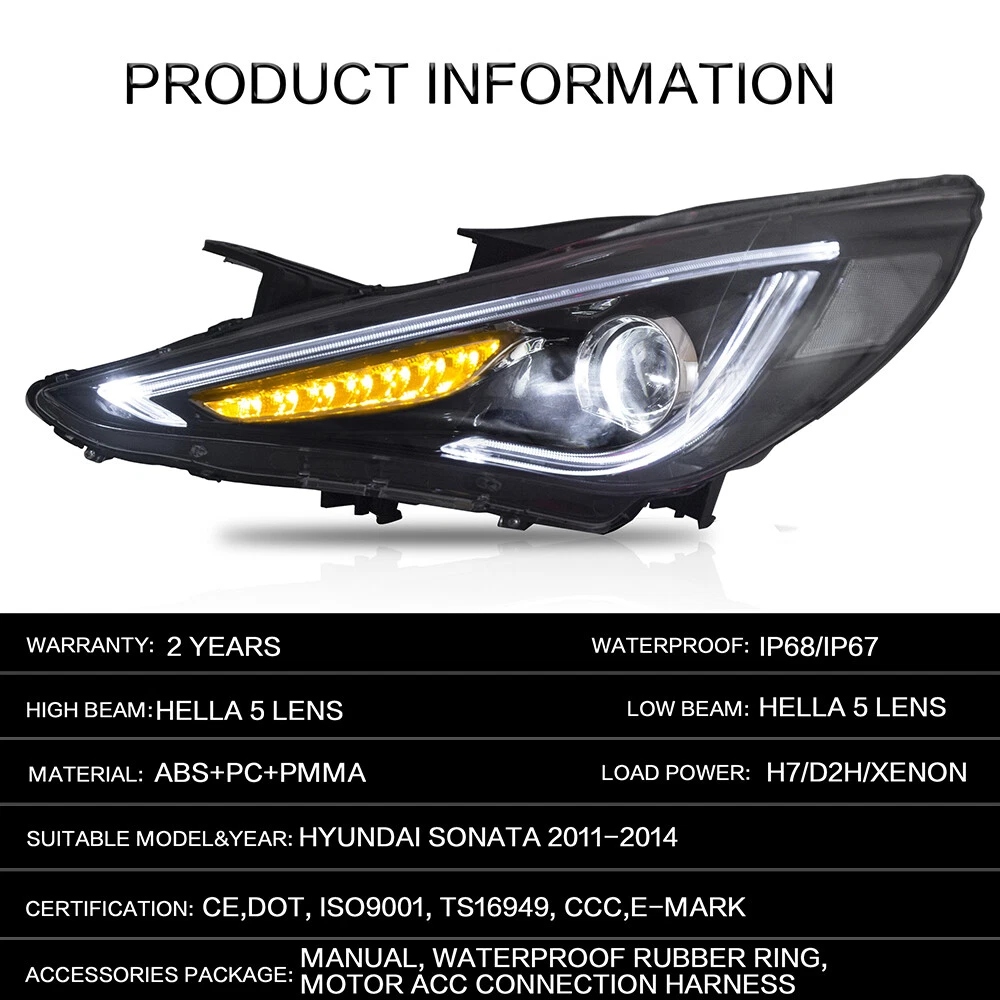 Hyundai Sonata Headlights For 2011-2014 - Image 7