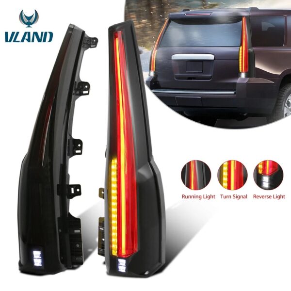 Vland 15-20 (4th Gen) GMC Yukon Tail Lights With Upgrade LED Kit - Image 2