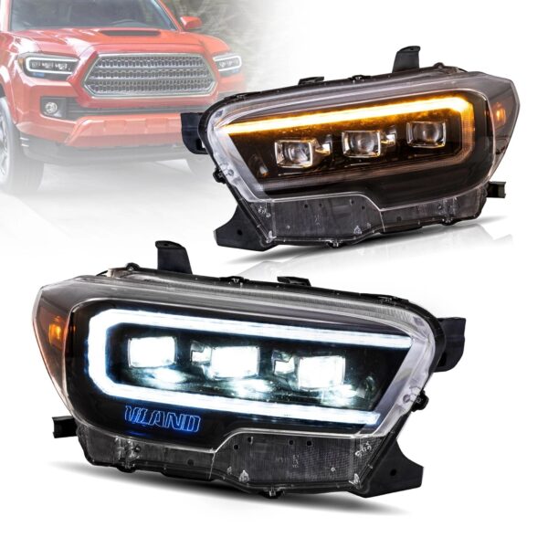 16-23 Toyota Tacoma 3th Gen (N300) Vland LED Matrix Projector HeadLights Black - Image 2