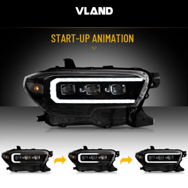 16-23 Toyota Tacoma 3th Gen (N300) Vland LED Matrix Projector HeadLights Black - Image 4
