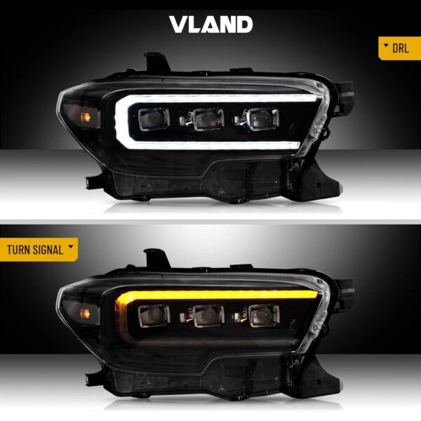 16-23 Toyota Tacoma 3th Gen (N300) Vland LED Matrix Projector HeadLights Black - Image 6