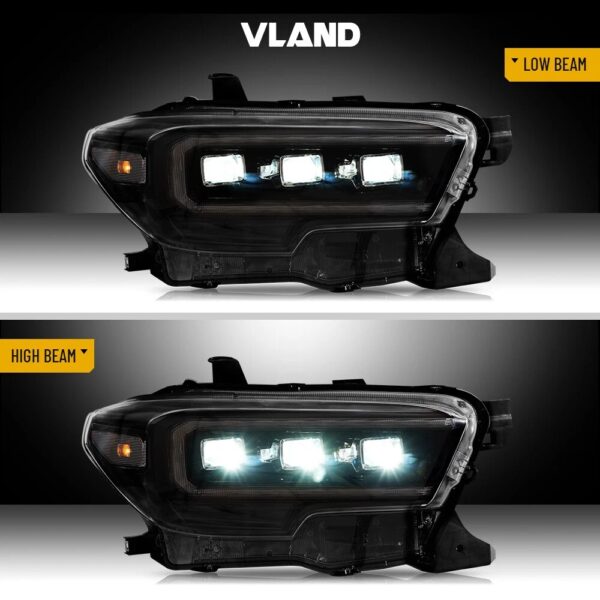 16-23 Toyota Tacoma 3th Gen (N300) Vland LED Matrix Projector HeadLights Black - Image 7