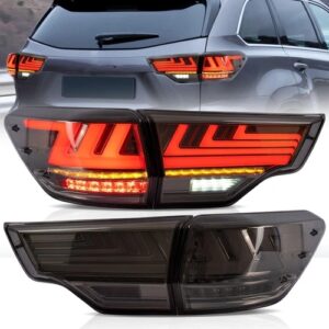 Smoked Full LED Tail Lights For 2014-2019 Toyota Highlander Rear Brake Lamps Set