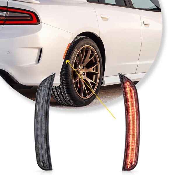 For 2015-2023 Dodge Charger VLAND 4PCS LED Side Marker Lights Front+Rear Smoked - Image 5