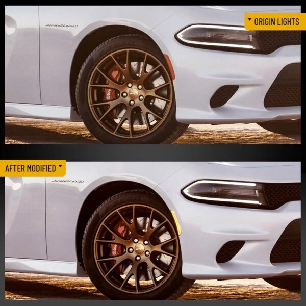 For 2015-2023 Dodge Charger VLAND 4PCS LED Side Marker Lights Front+Rear Smoked - Image 6