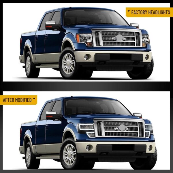 VLAND FULL LED Reflector Headlights W/ Sequential Turn For 2009-2014 Ford F-150 - Image 21